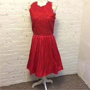 Catherine Regehr lace trim taffeta party dress red size large